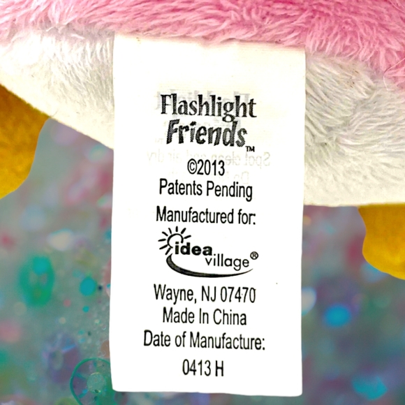 Idea Village Flashlight Friends Pink Unicorn, Bedtime Buddy LED Plush 10” - Picture 7 of 8